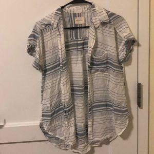 Button up blue and white stripe shirt